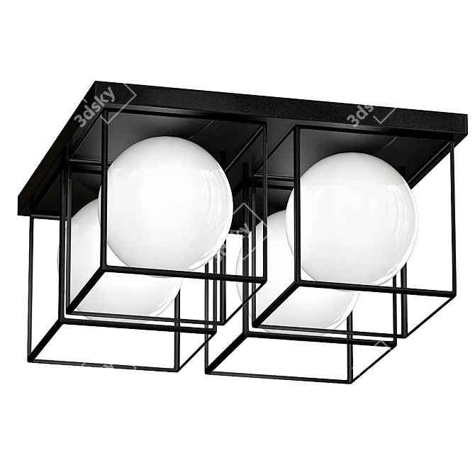 Elegant Glass Pendant Chandelier 3D model image 1