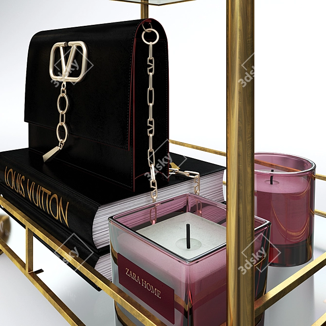 Luxury Vanity Cart Set: Shauna Bar, Valentino Bag, Sergio Rossi Shoes 3D model image 1
