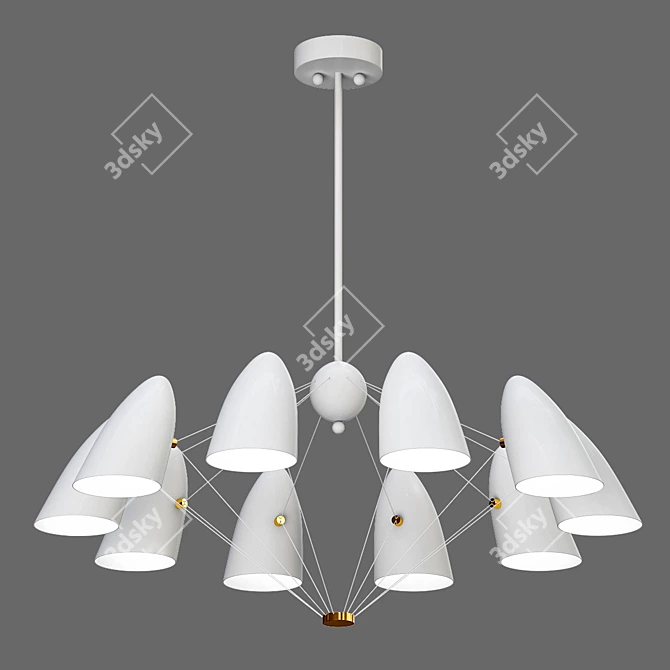 Modern White Sputnik Chandelier 3D model image 1