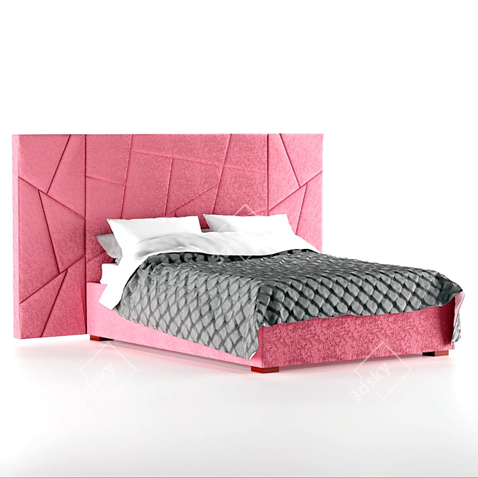 Pink Vincent Bed with Lift Mechanism 3D model image 4