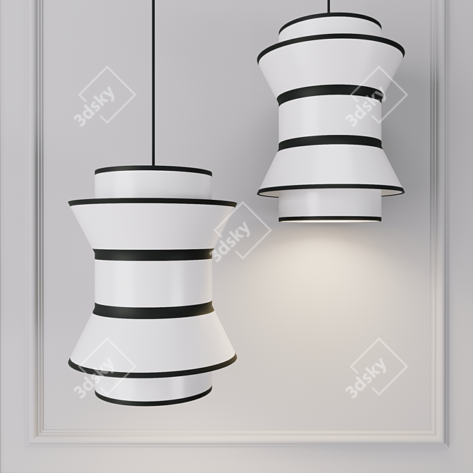 Modern Black Fabric Pendant Light 3D model image 1