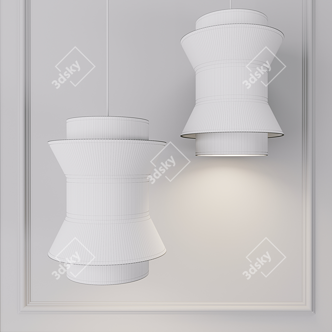 Modern Black Fabric Pendant Light 3D model image 2