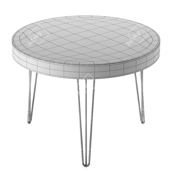 T05L Oak Cutting Circle: Stylish Table with Black Resin and Metal Legs 3D model image 3