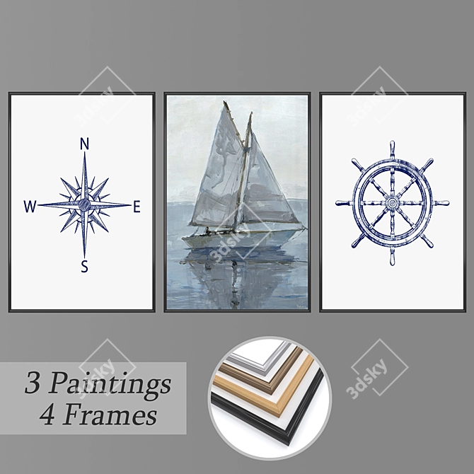 Art Deco 3-Piece Wall Set 3D model image 1