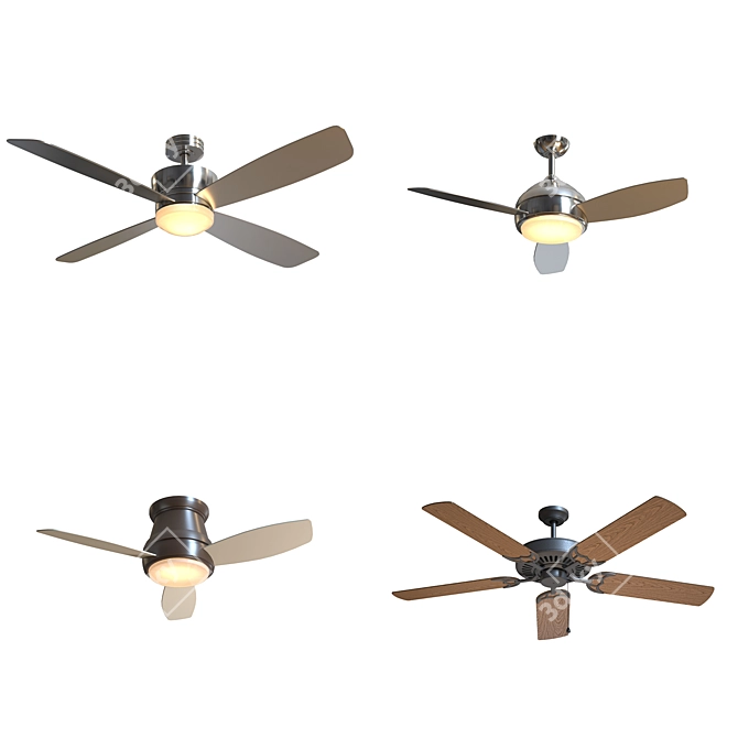 Sleek and Stylish RH Ceiling Fans 3D model image 1