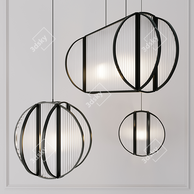 Modern Square Glass Chandelier 3D model image 1