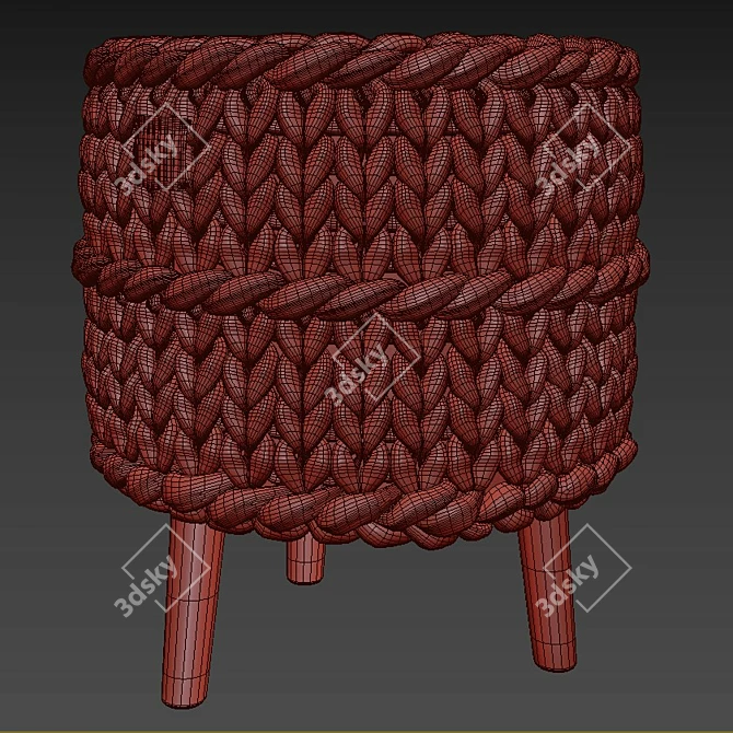 Handmade Knitted Pouf by BETIRES HOME 3D model image 2