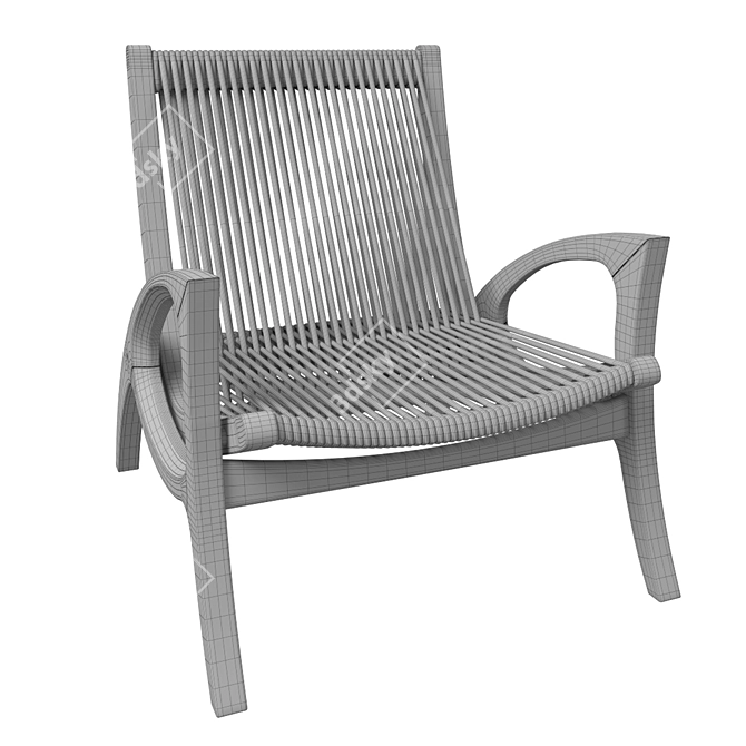 Sollos Eliz Lounge Chair Wood & Cord Brazil 70x80x80cm 3D model image 5