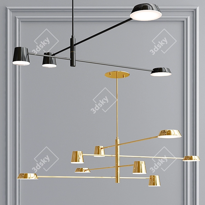 Elegant Black and Gold Toivola B Pendant Light 3D model image 1