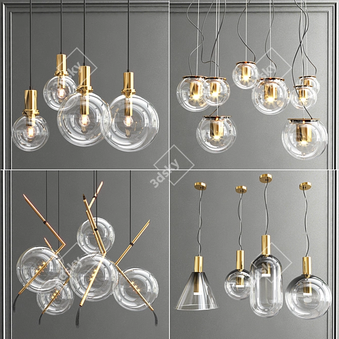 Elegant Glass Pendant Collection 3D model image 1