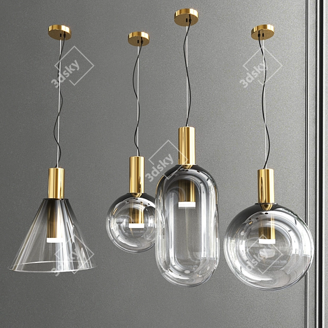 Elegant Glass Pendant Collection 3D model image 3