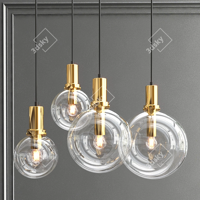 Elegant Glass Pendant Collection 3D model image 5