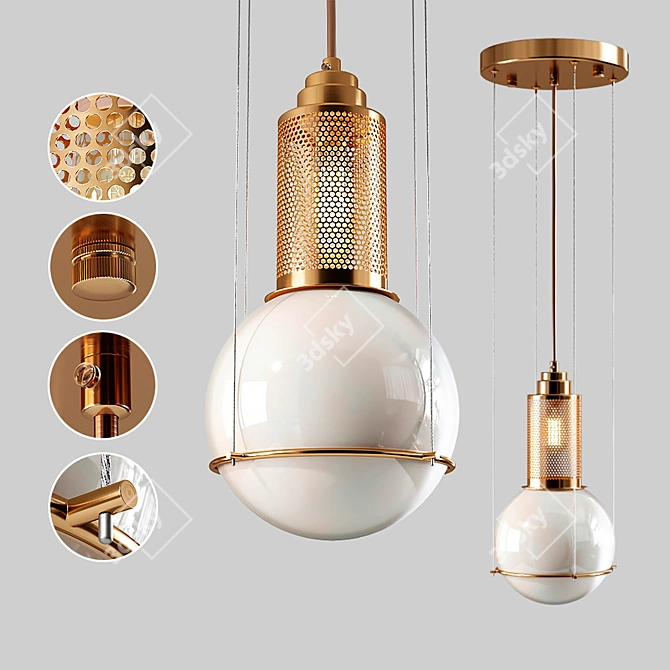 Gold Pendant Lamp LOT 3D model image 1