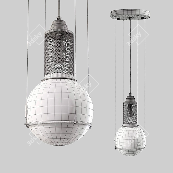 Gold Pendant Lamp LOT 3D model image 5