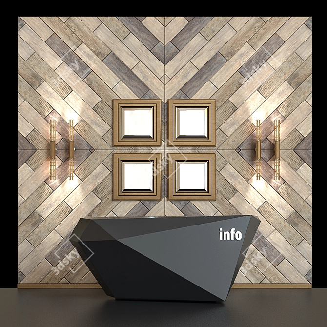 Modern Wooden Reception Desk 3D model image 1