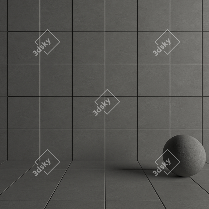 Basalt Fume Concrete Wall Tiles 3D model image 4