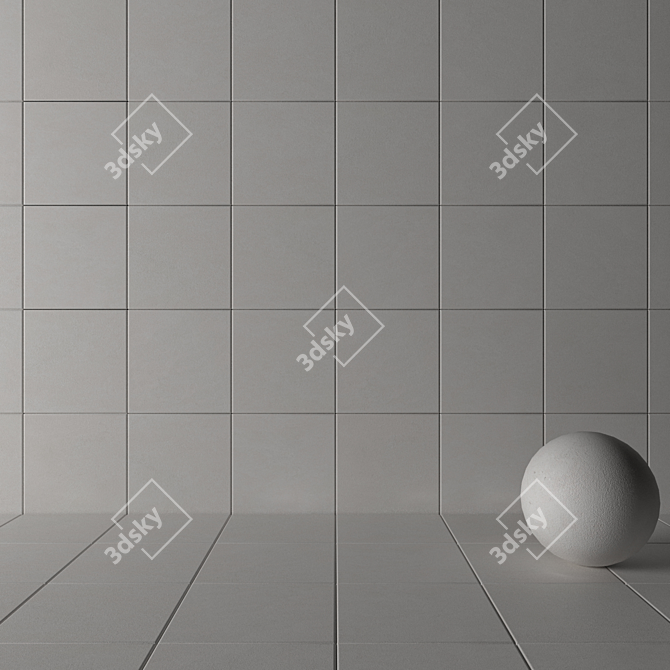 Basalt White Concrete Wall Tiles 3D model image 3