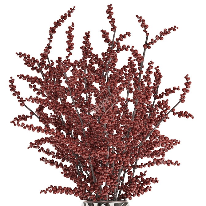 Natural Red Berry Branch Bouquet 3D model image 2