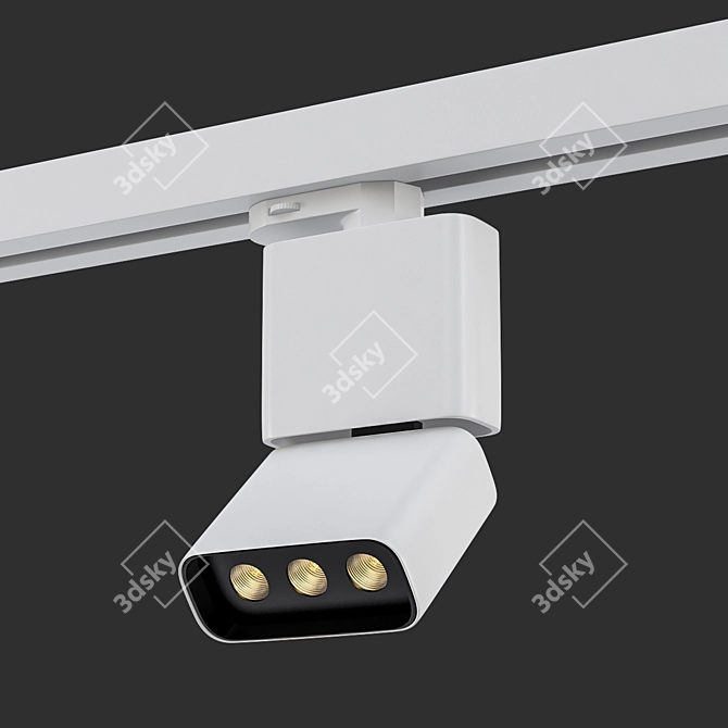 Sleek White Low Circuit Track 3D model image 2