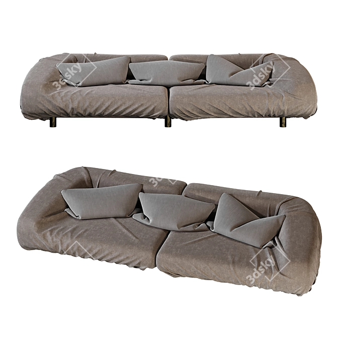 Baxter Fold: Artfully Bending Leather Sofa 3D model image 1