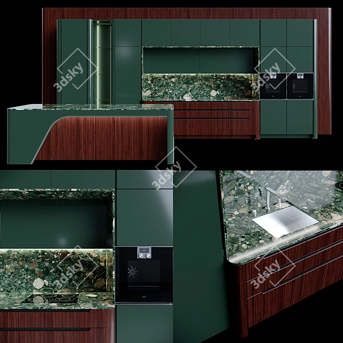 Sleek & Chic Sixties: Stylish Italian Kitchen 3D model image 1