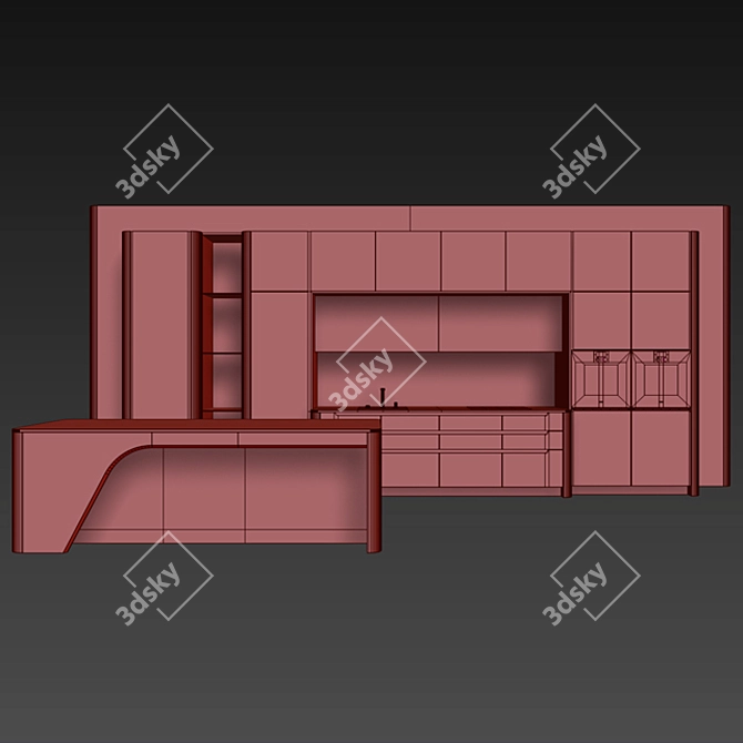 Sleek & Chic Sixties: Stylish Italian Kitchen 3D model image 2