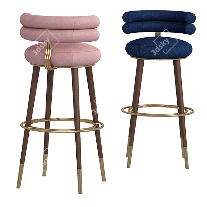Betsy Retro Bar Chair 3D model image 2