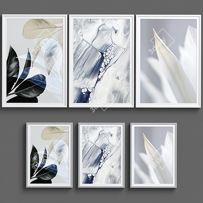 Soft Neutral Abstract Wall Art 3D model image 4