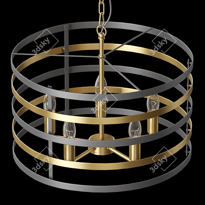 Elegant Metal Ring Chandelier 3D model image 2