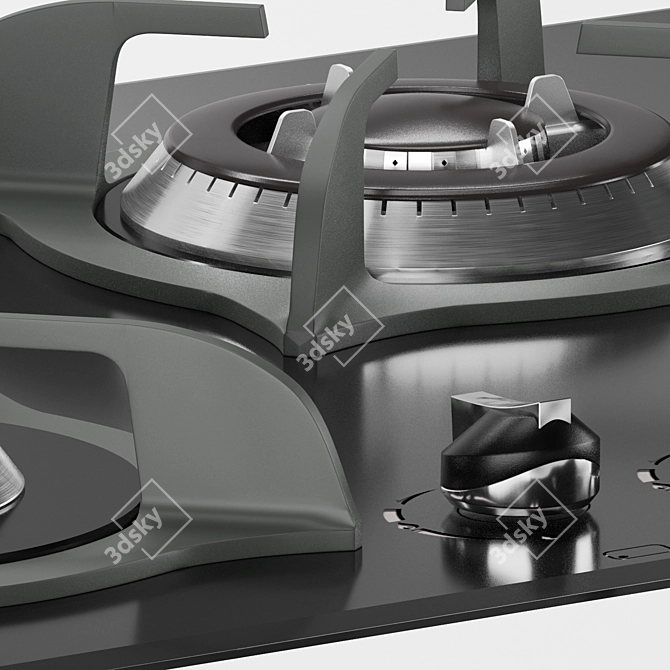 Genx 5 Burner Stove: Sleek Glass-Cast Iron Design 3D model image 2