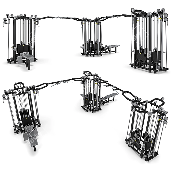 Black Cable Fitness Set 3D model image 2