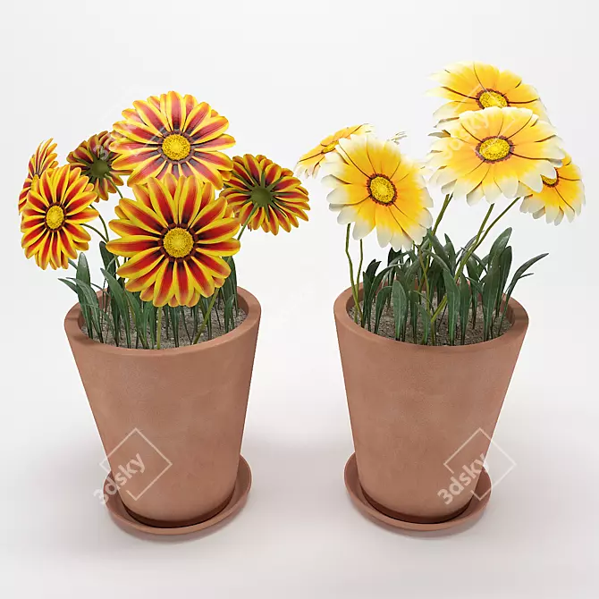 Ceramic Pot Gatsaniya: Colorful 3D Model 3D model image 2