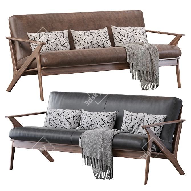 Bianca Dark Brown Faux Leather Sofa 3D model image 1