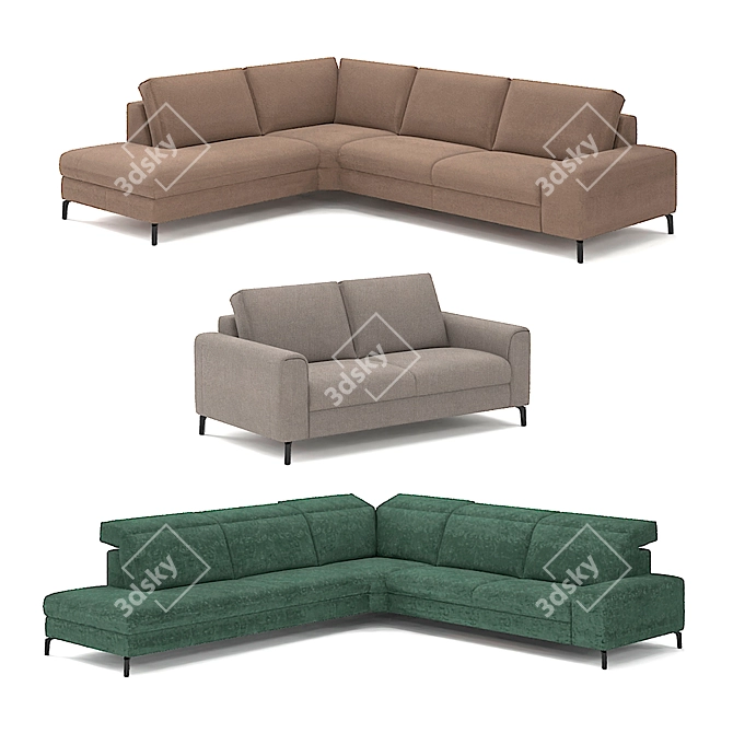 Belgian Fontane Sofa: Customizable and Comfortable with Innovative Features 3D model image 2