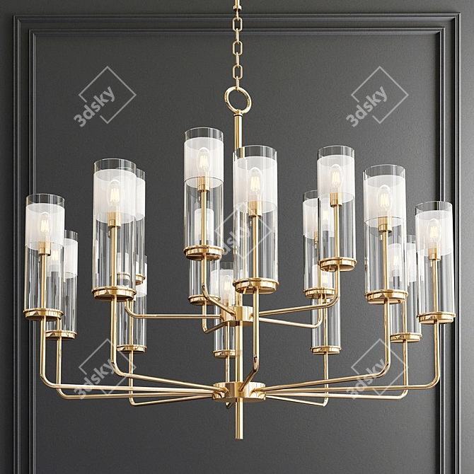 Elegant 15-Light Tiered Chandelier 3D model image 1