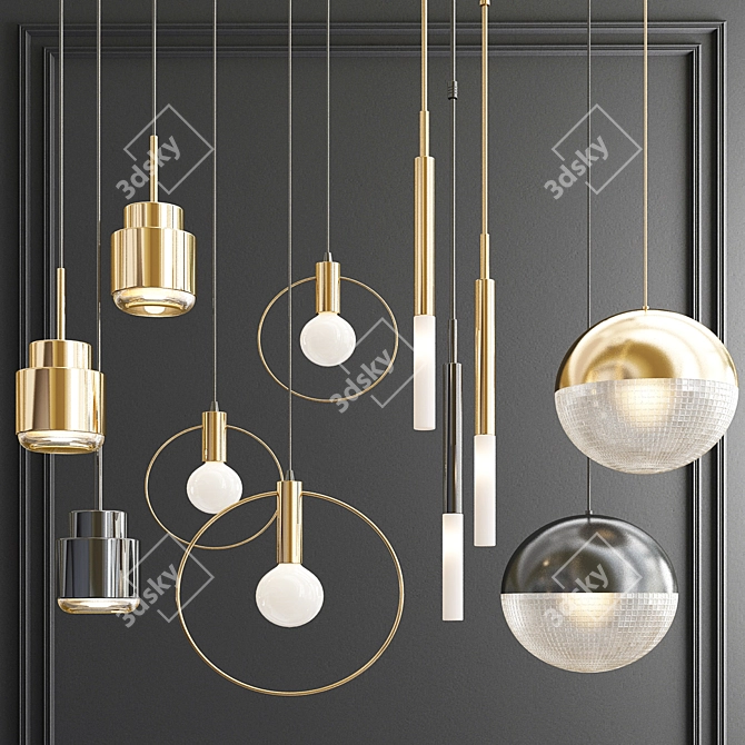 Modern Hanging Light Set of Four 3D model image 1