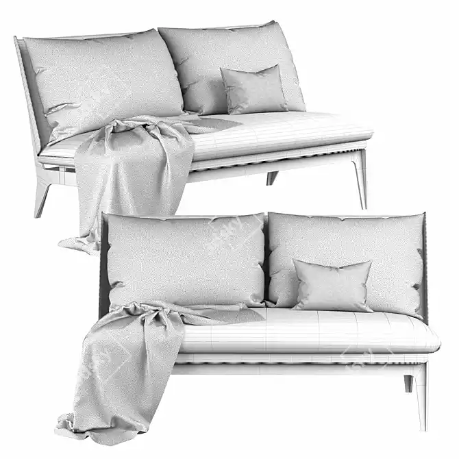 Luxury Boudoir Loveseat: Elegant Comfort with Gabriel Scott 3D model image 2