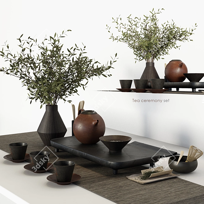 Elegant Tea Ceremony Set 3D model image 1