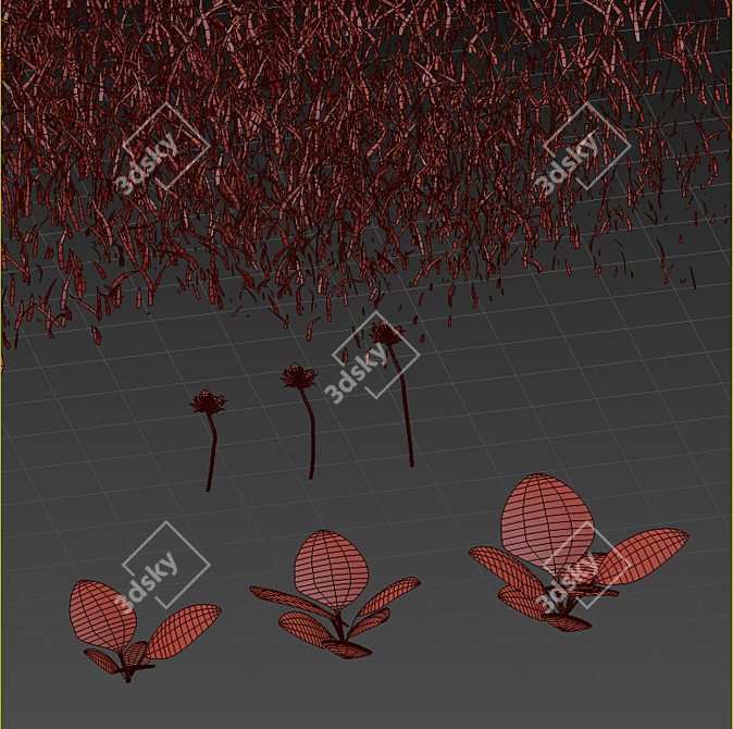 Bryozo Lawn: Corona Scatter-Enabled 20x20m Meadow 3D model image 7