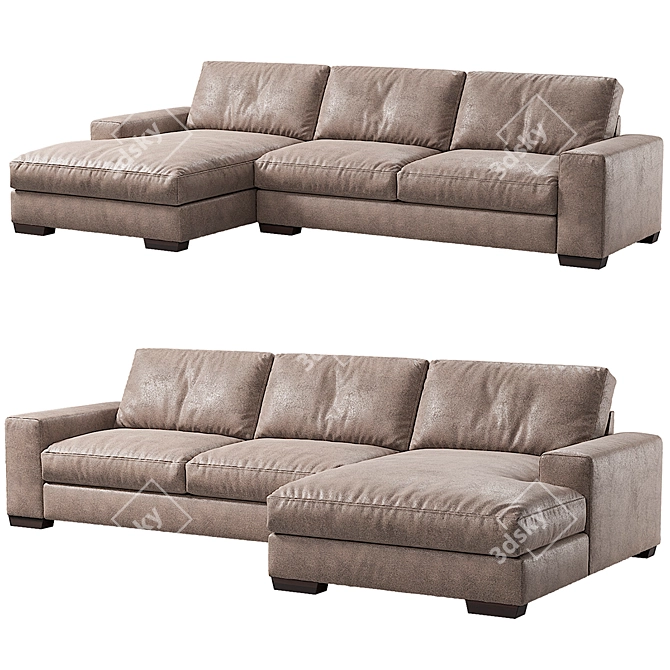 Modern and Spacious Tobi Corner Sofa 3D model image 1