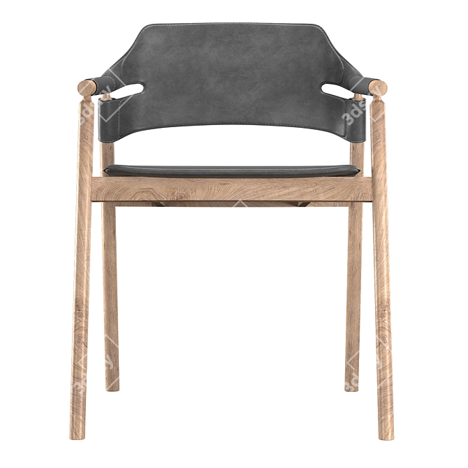 Suite PL CU Armchair: Elegant Leather and Oak Wood Dining Chair 3D model image 4