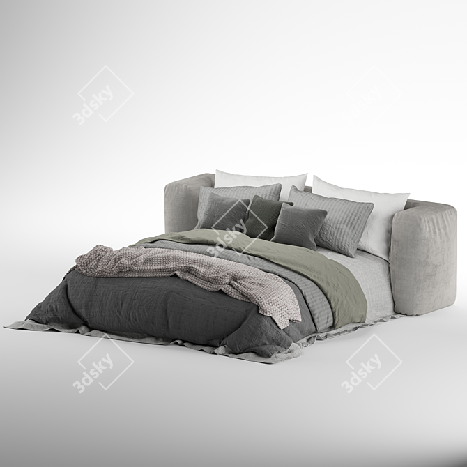 Stylish Fabric Bed: Perfect for Sweet Dreams! 3D model image 2