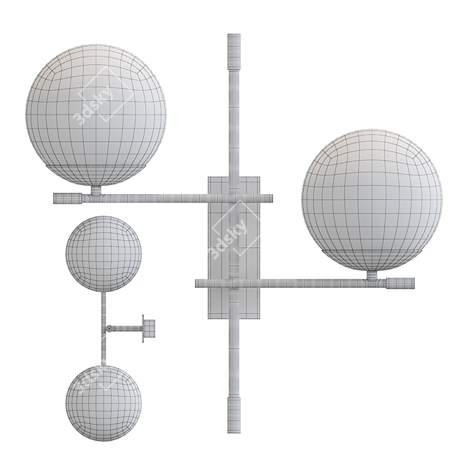 Modern Wall Lamp GERDY with Two Spherical Shades 3D model image 3