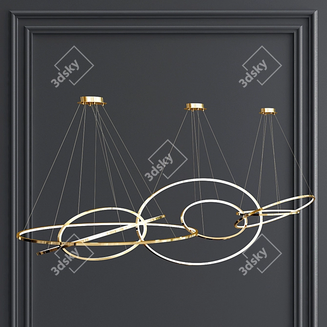 Adjustable LED Oval Rings Pendant 3D model image 2