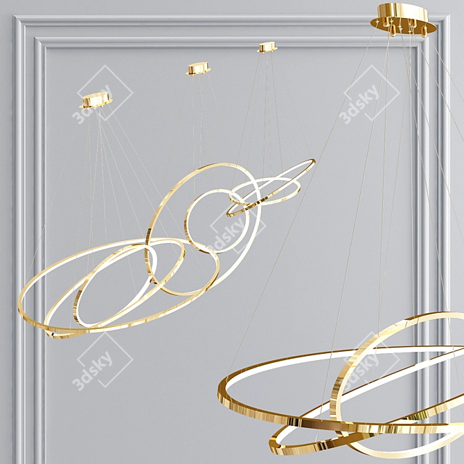 Adjustable LED Oval Rings Pendant 3D model image 4