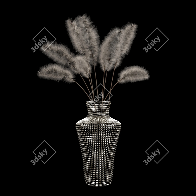 Metal Vase with Cogon Grass 3D model image 1