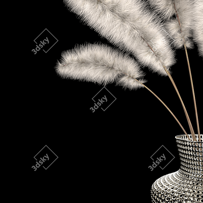 Metal Vase with Cogon Grass 3D model image 3