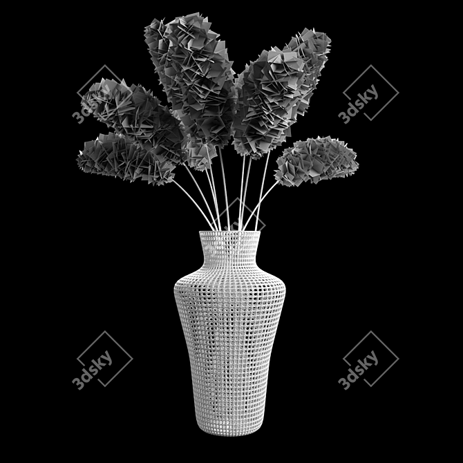 Metal Vase with Cogon Grass 3D model image 4