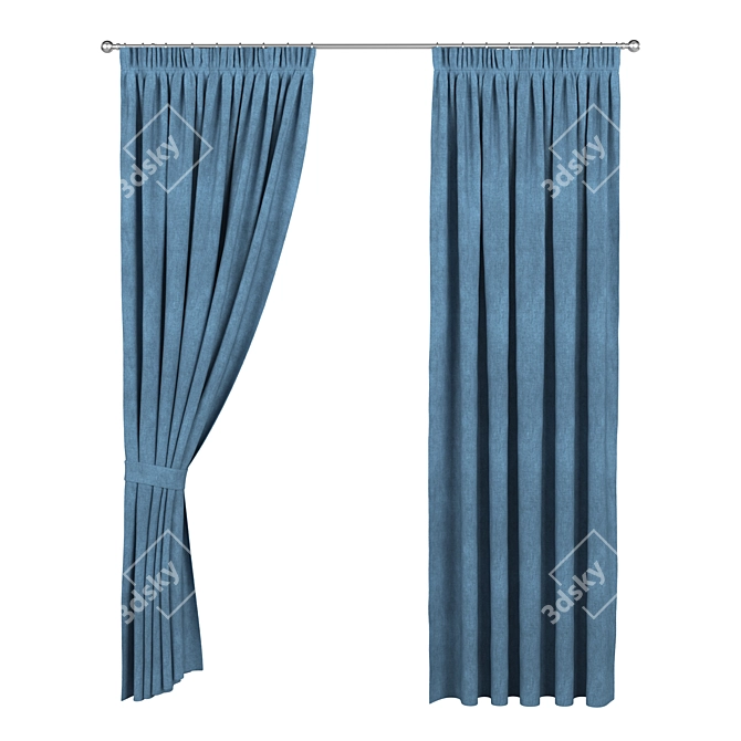 Elegant Blue Window Treatment 3D model image 3