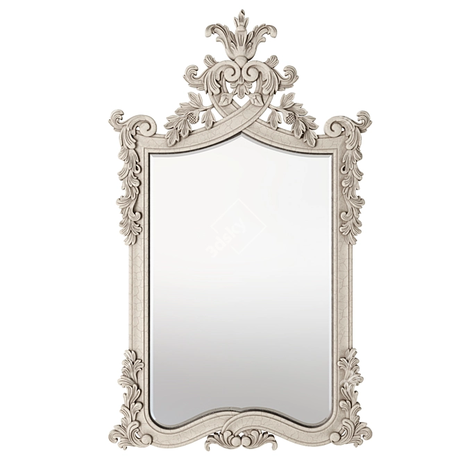 French Provencal Heart Top White Mirror 3D model image 1